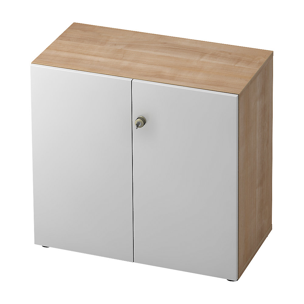Eurokraft pro Dossierkast, vleugeldeuren, 1 legbord, notenhoutdecor / aluminiumzilver