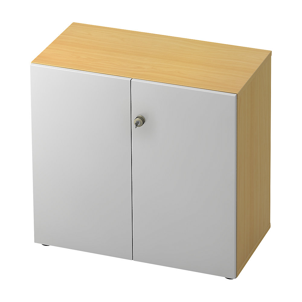 Eurokraft pro Dossierkast, vleugeldeuren, 1 legbord, beukenhout / aluminiumzilver