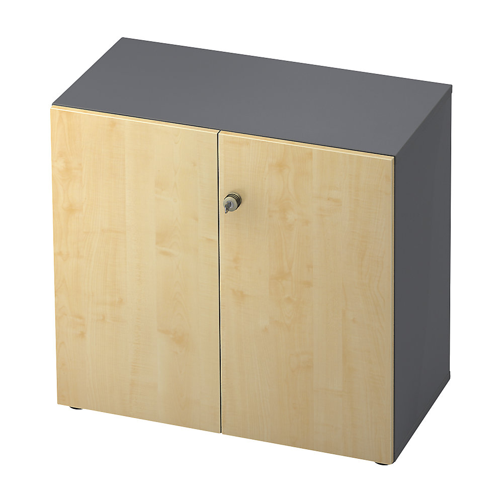 Eurokraft pro Dossierkast, vleugeldeuren, 1 legbord, grafiet / ahornhoutdecor