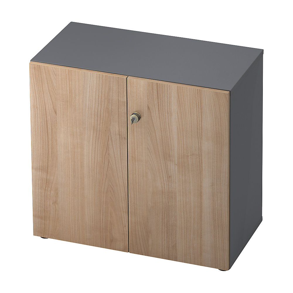 Eurokraft pro Dossierkast, vleugeldeuren, 1 legbord, grafiet / notenhoutdecor