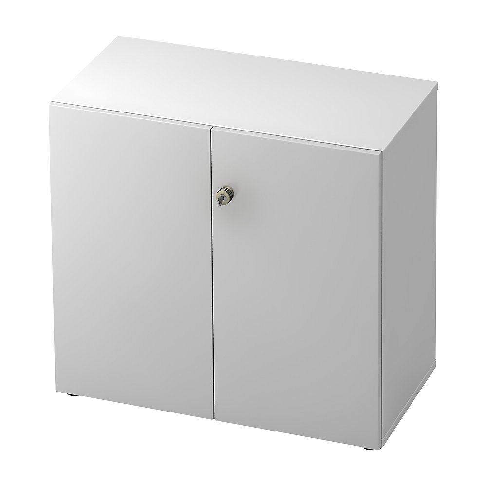Eurokraft pro Dossierkast, vleugeldeuren, 1 legbord, wit / aluminiumzilver