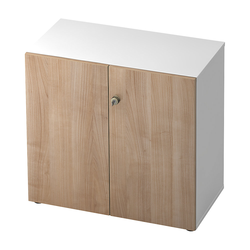 Eurokraft pro Dossierkast, vleugeldeuren, 1 legbord, wit / notenhoutdecor