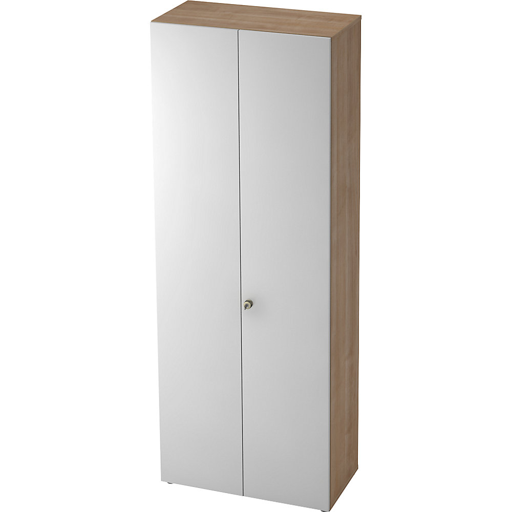 Eurokraft pro Garderobekast, 2 legborden, 1 kledingstang, notenhoutdecor / aluminiumzilver
