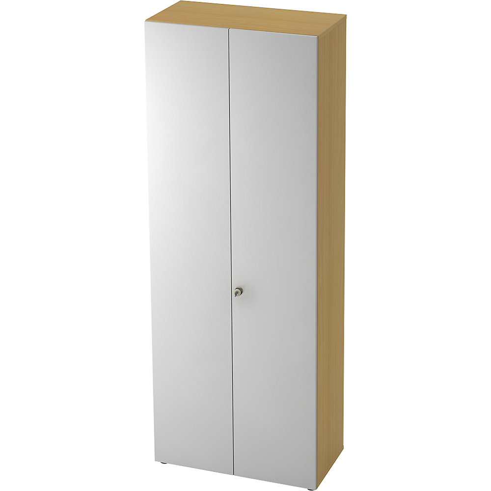 Eurokraft pro Garderobekast, 2 legborden, 1 kledingstang, beukenhout / aluminiumzilver