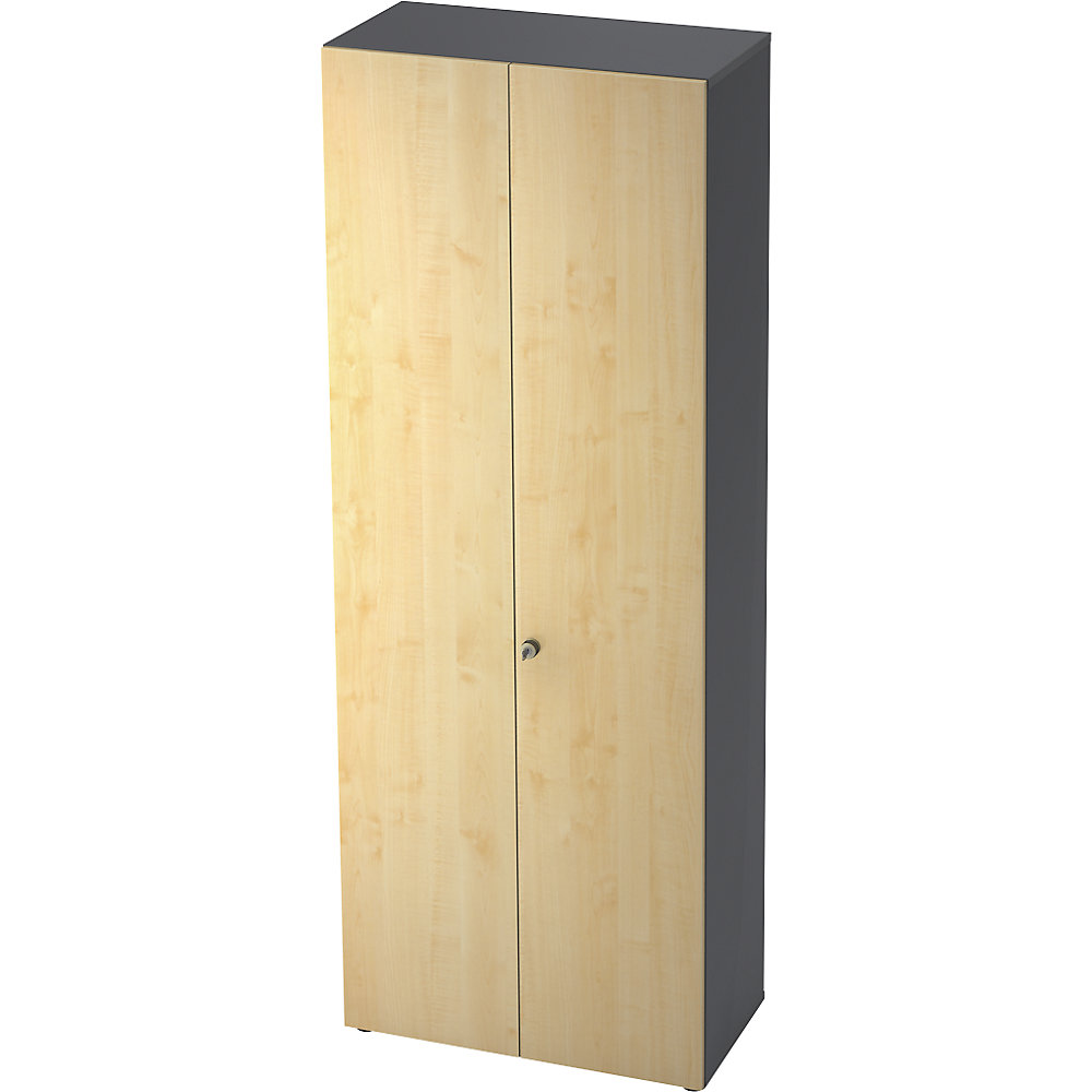 Eurokraft pro Garderobekast, 2 legborden, 1 kledingstang, grafiet / ahornhoutdecor