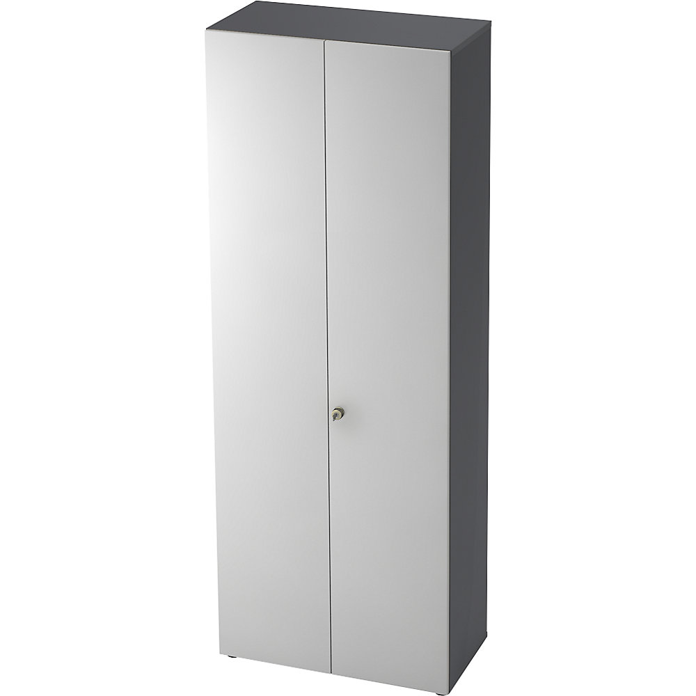 Eurokraft pro Garderobekast, 2 legborden, 1 kledingstang, grafiet / aluminiumzilver