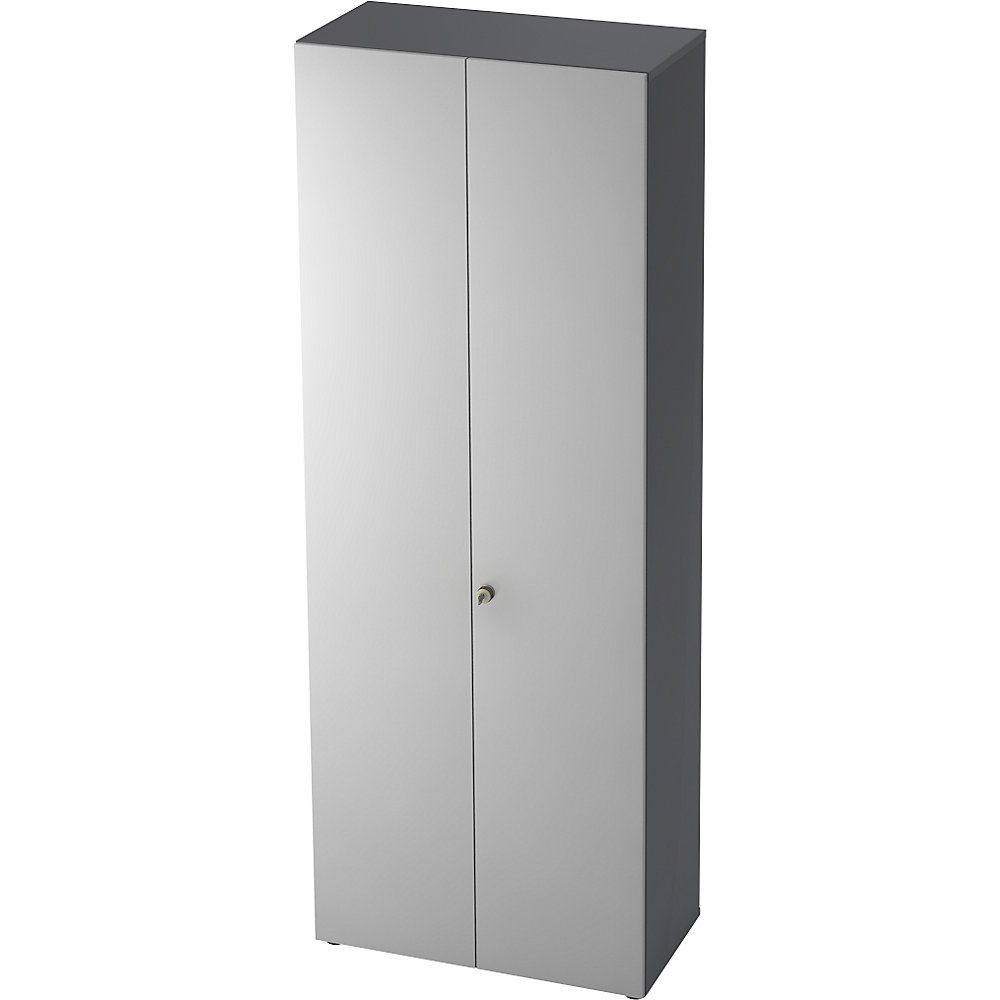 Eurokraft pro Garderobekast, 2 legborden, 1 kledingstang, grafiet / lichtgrijs