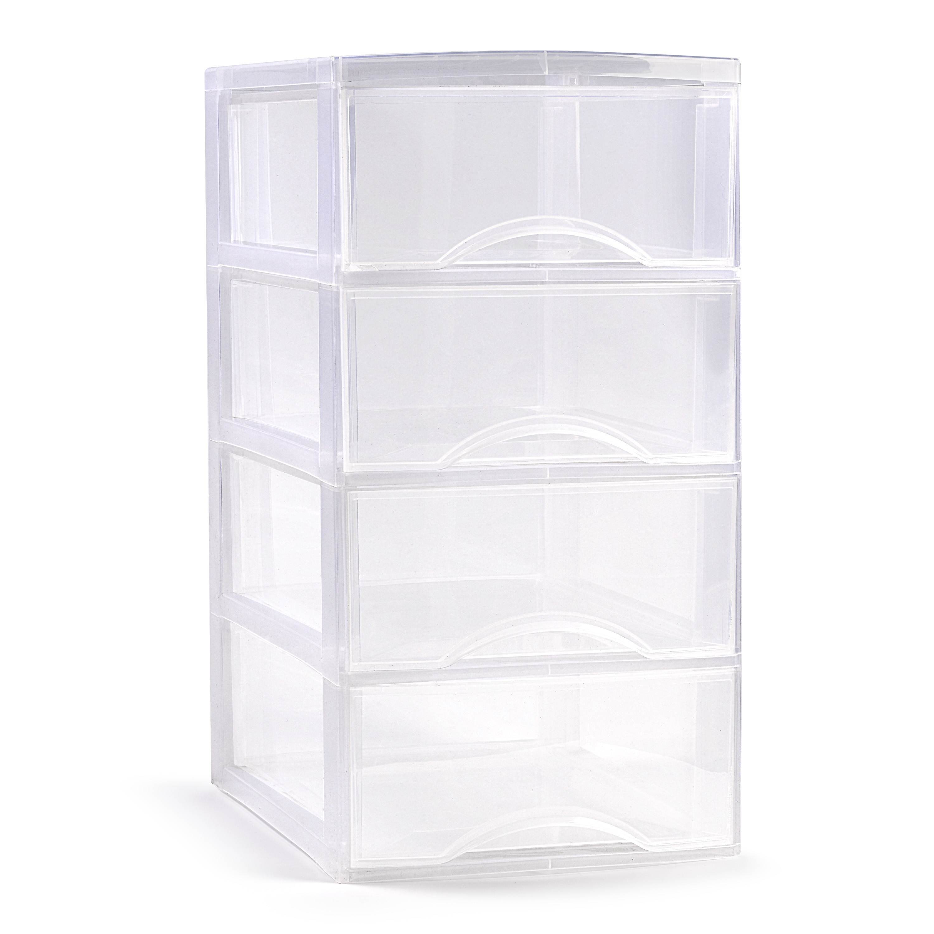 PlasticForte Ladeblokje/bureau organizer met 4x lades - transparant - L26 x B37 x H49 cm - plastic -