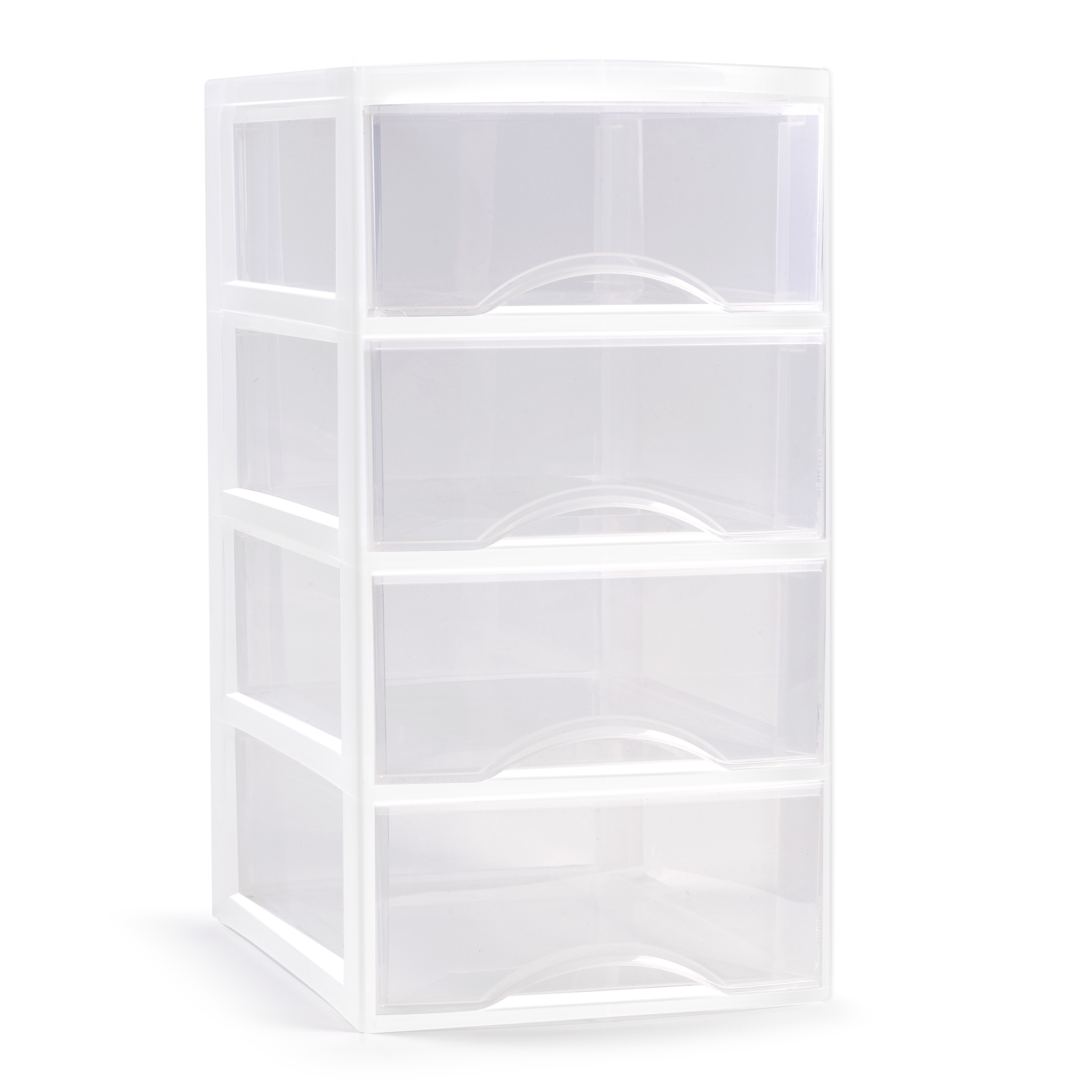 PlasticForte Ladeblokje/bureau organizer met 4x lades - transparant/wit - L26 x B37 x H49 cm - plastic -