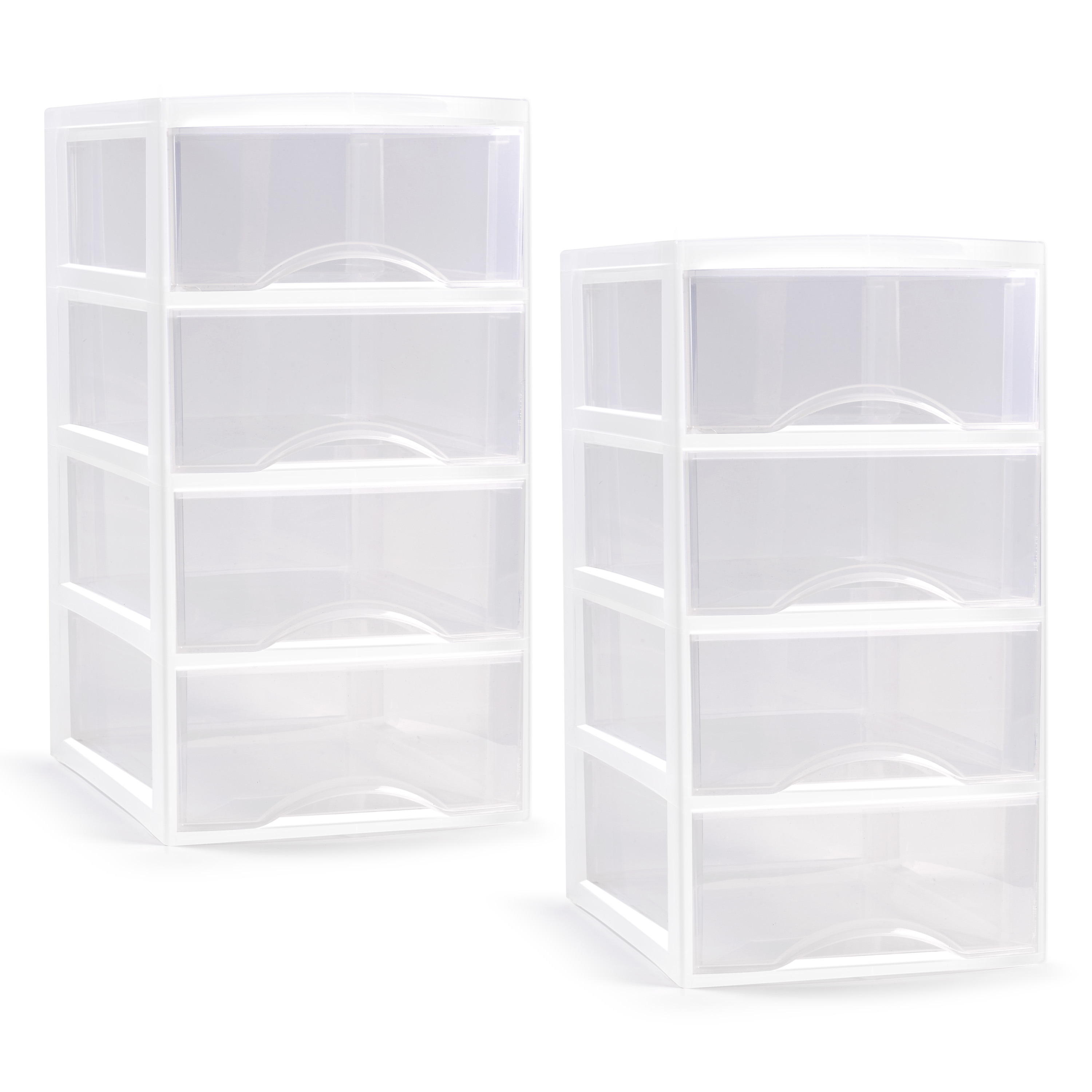 PlasticForte Ladeblokje/bureau organizer - 2x - transparant/wit - L26 x B37 x H49 cm - plastic -