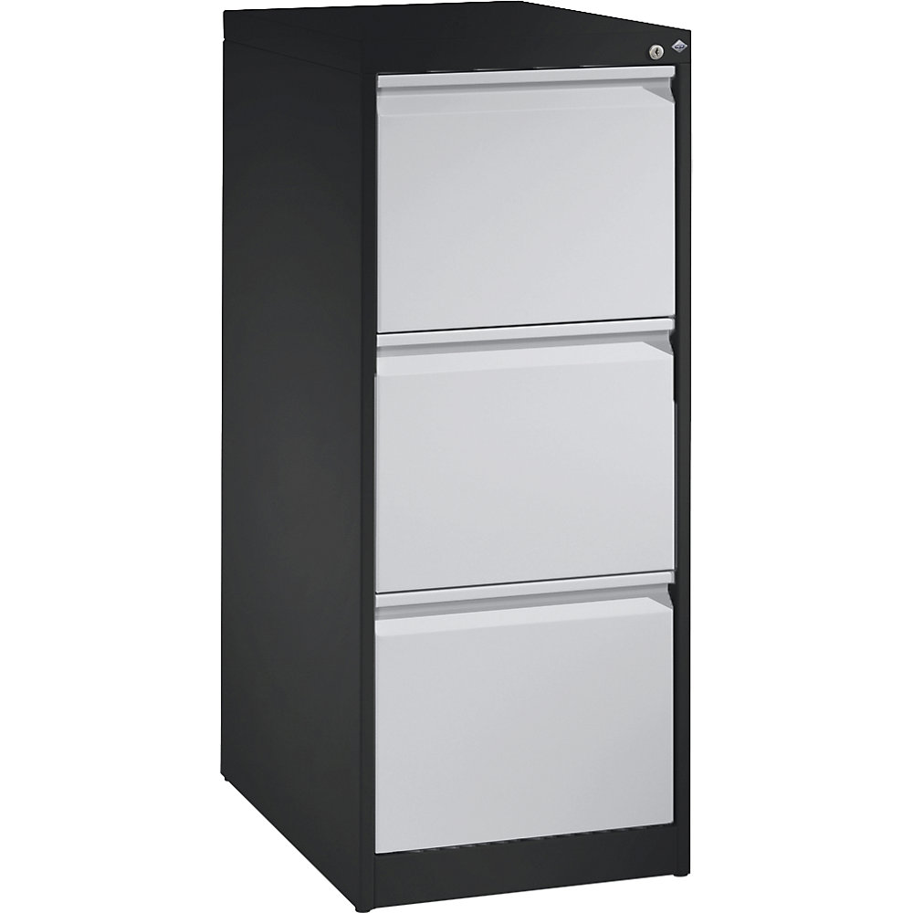 C+P Kaartsysteemkast ACURADO, 1 rij, 3 laden, zwartgrijs/blank aluminiumkleurig