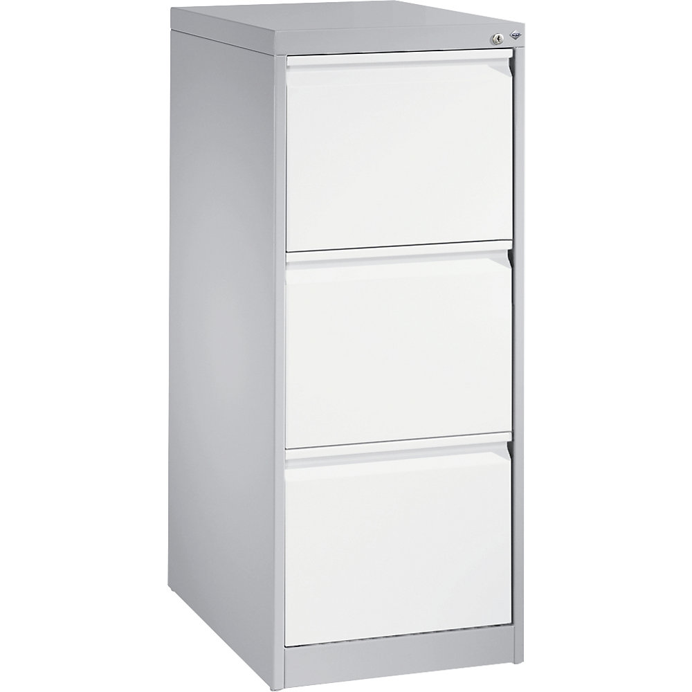 C+P Kaartsysteemkast ACURADO, 1 rij, 3 laden, blank aluminiumkleurig/verkeerswit
