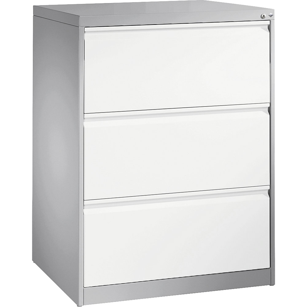 C+P Kaartsysteemkast ACURADO, 2 rijen, 3 laden, blank aluminiumkleurig/verkeerswit