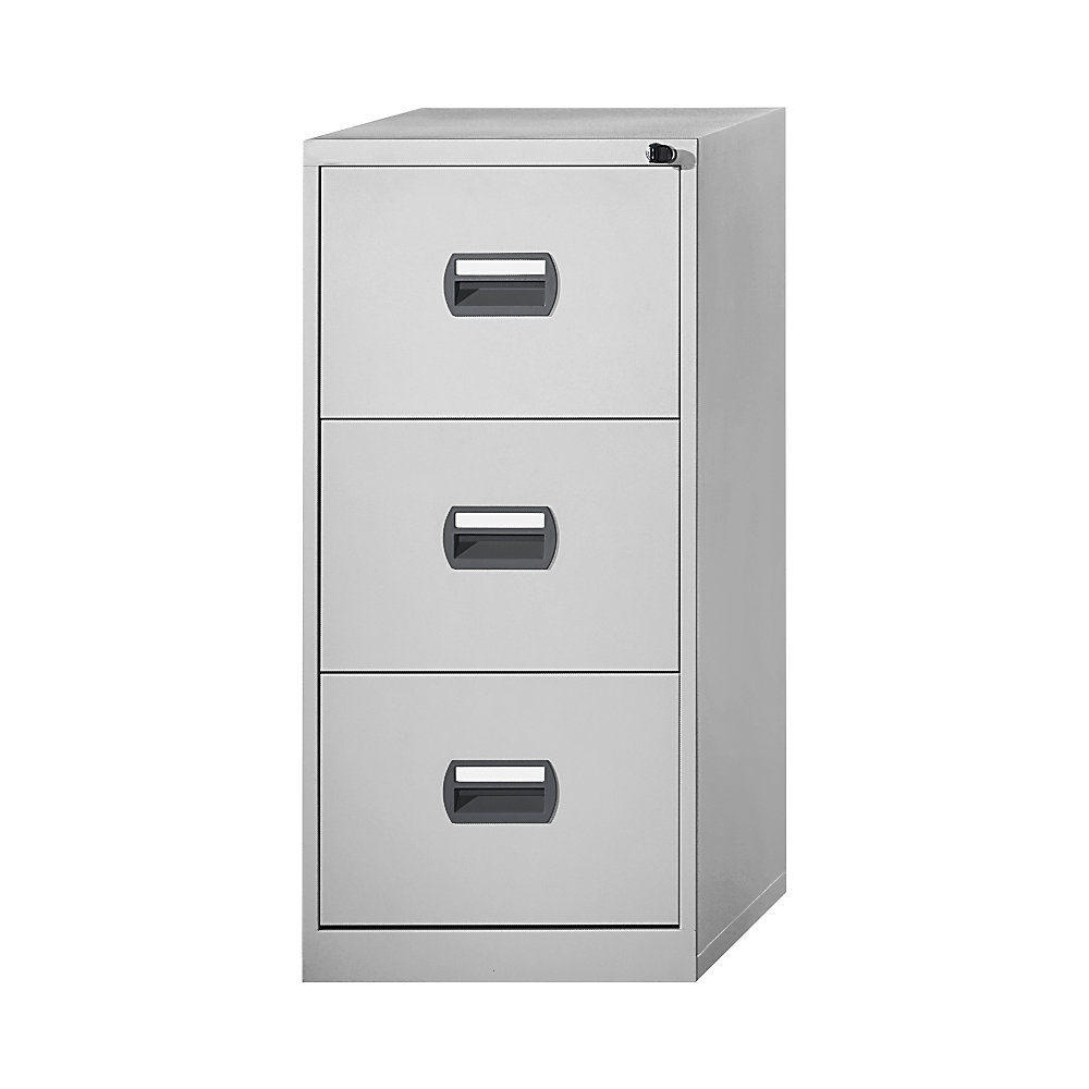 Eurokraft basic Hangmappenkast, 1 rij, 3 laden, lichtgrijs