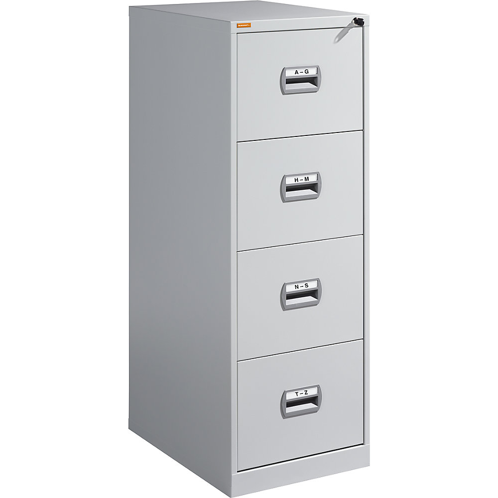 Eurokraft basic Hangmappenkast, 1 rij, 4 laden, lichtgrijs, vanaf 3 st.