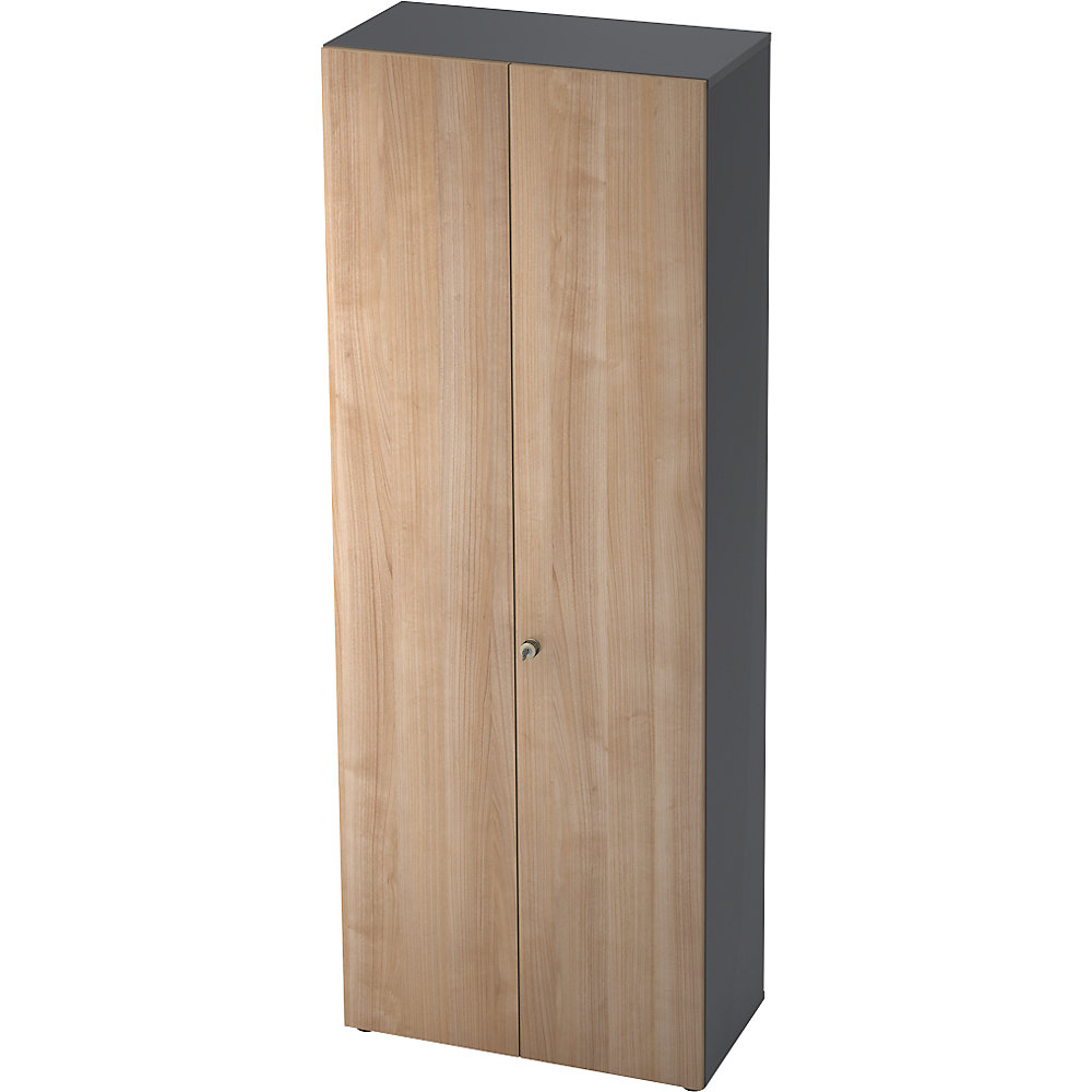 Eurokraft pro Garderobekast, 2 legborden, 1 kledingstang, grafiet / notenhoutdecor