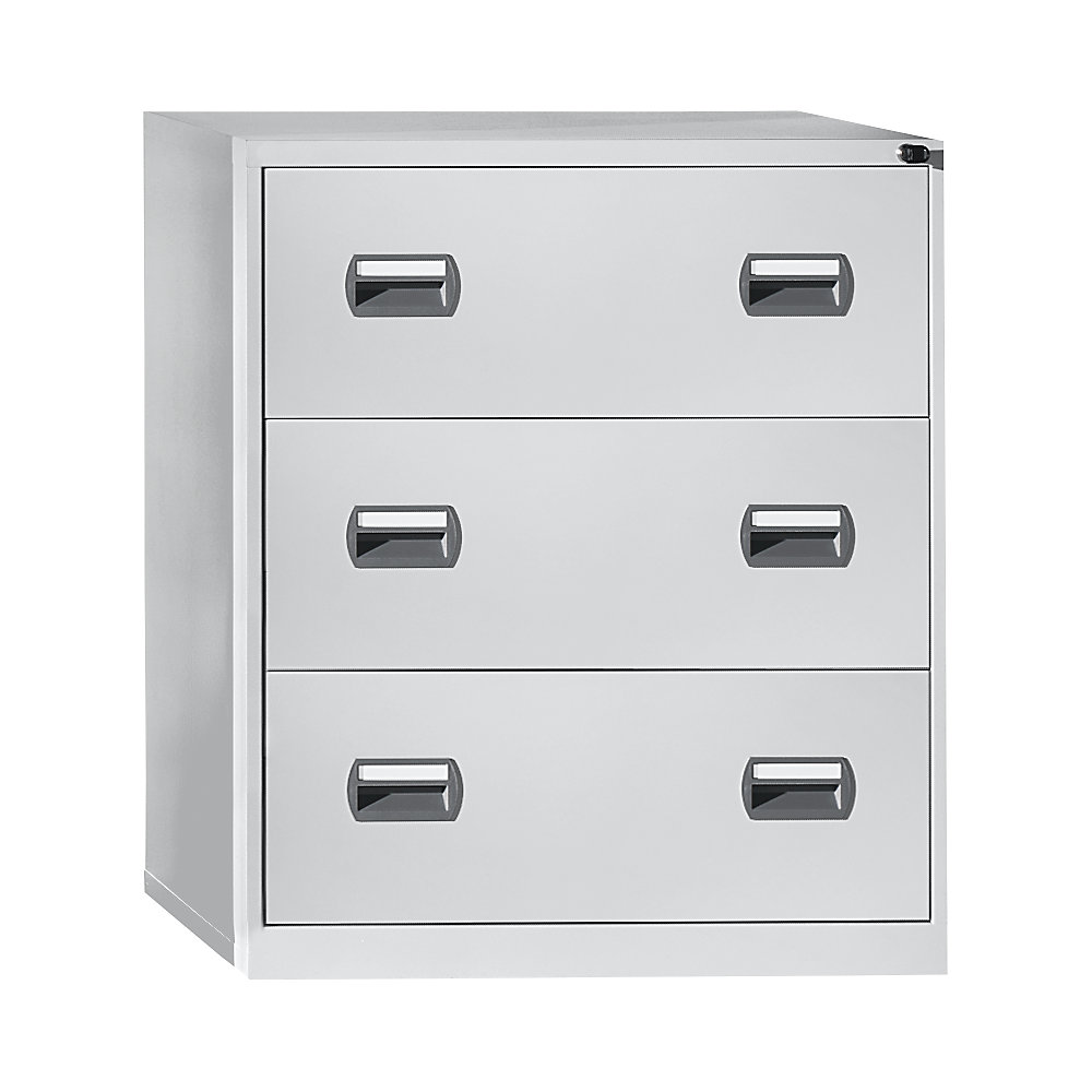 Eurokraft basic Hangmappenkast, 2 rijen, 3 laden, lichtgrijs