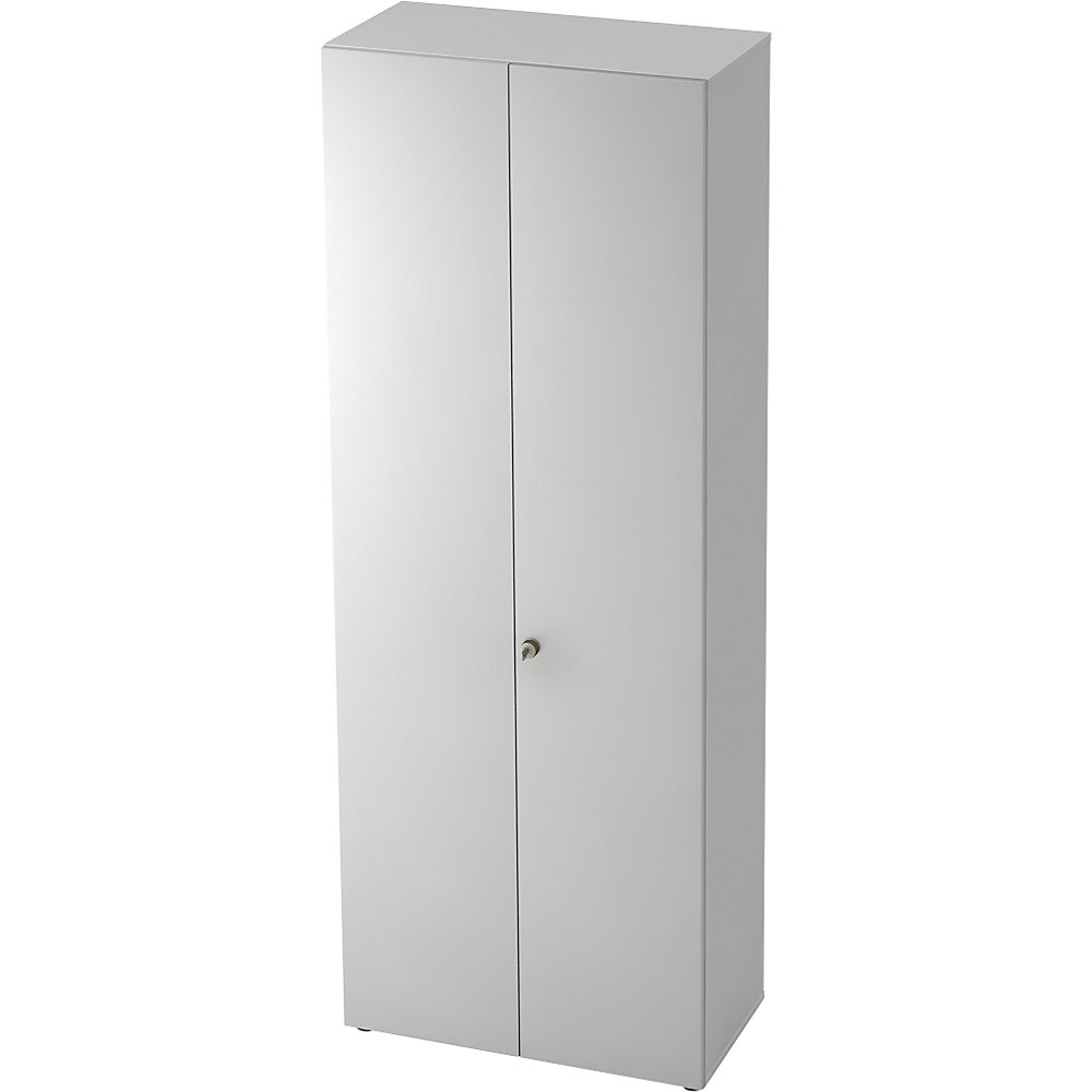Eurokraft pro Garderobekast, 2 legborden, 1 kledingstang, wit / aluminiumzilver
