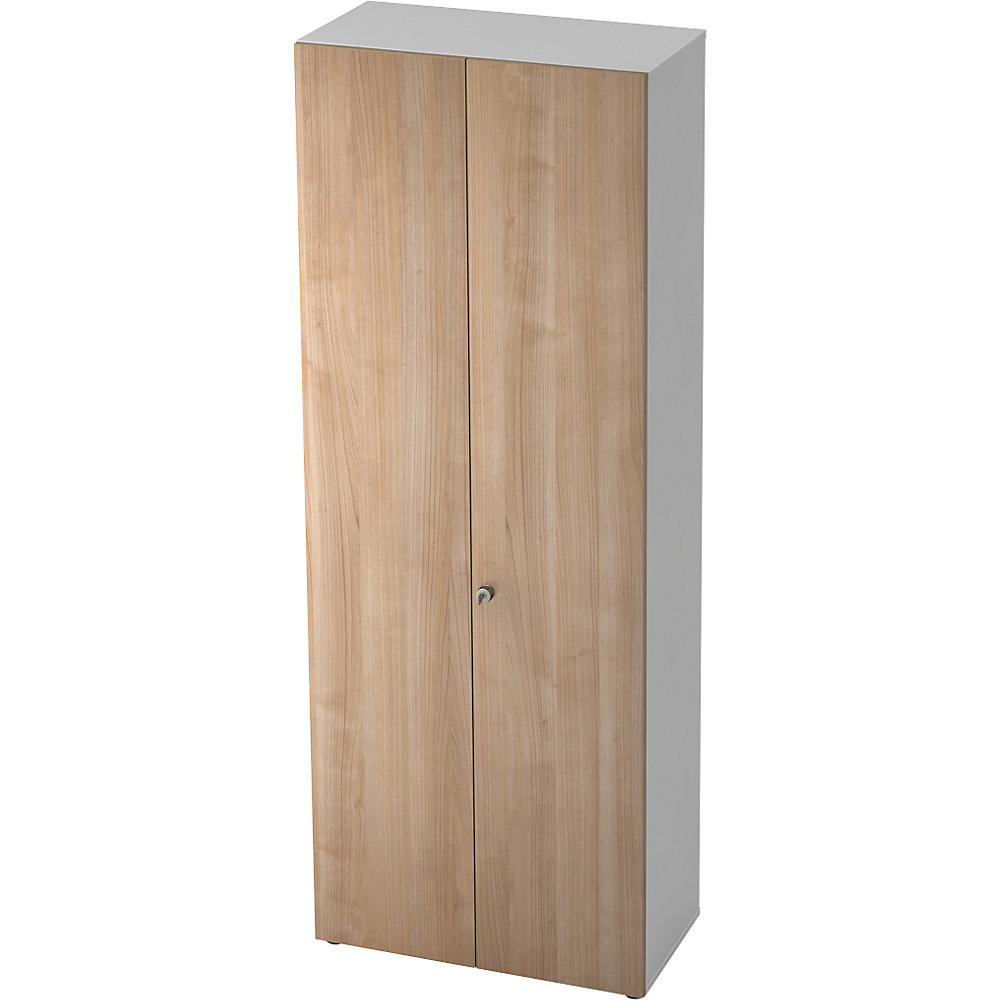 Eurokraft pro Garderobekast, 2 legborden, 1 kledingstang, wit / notenhoutdecor