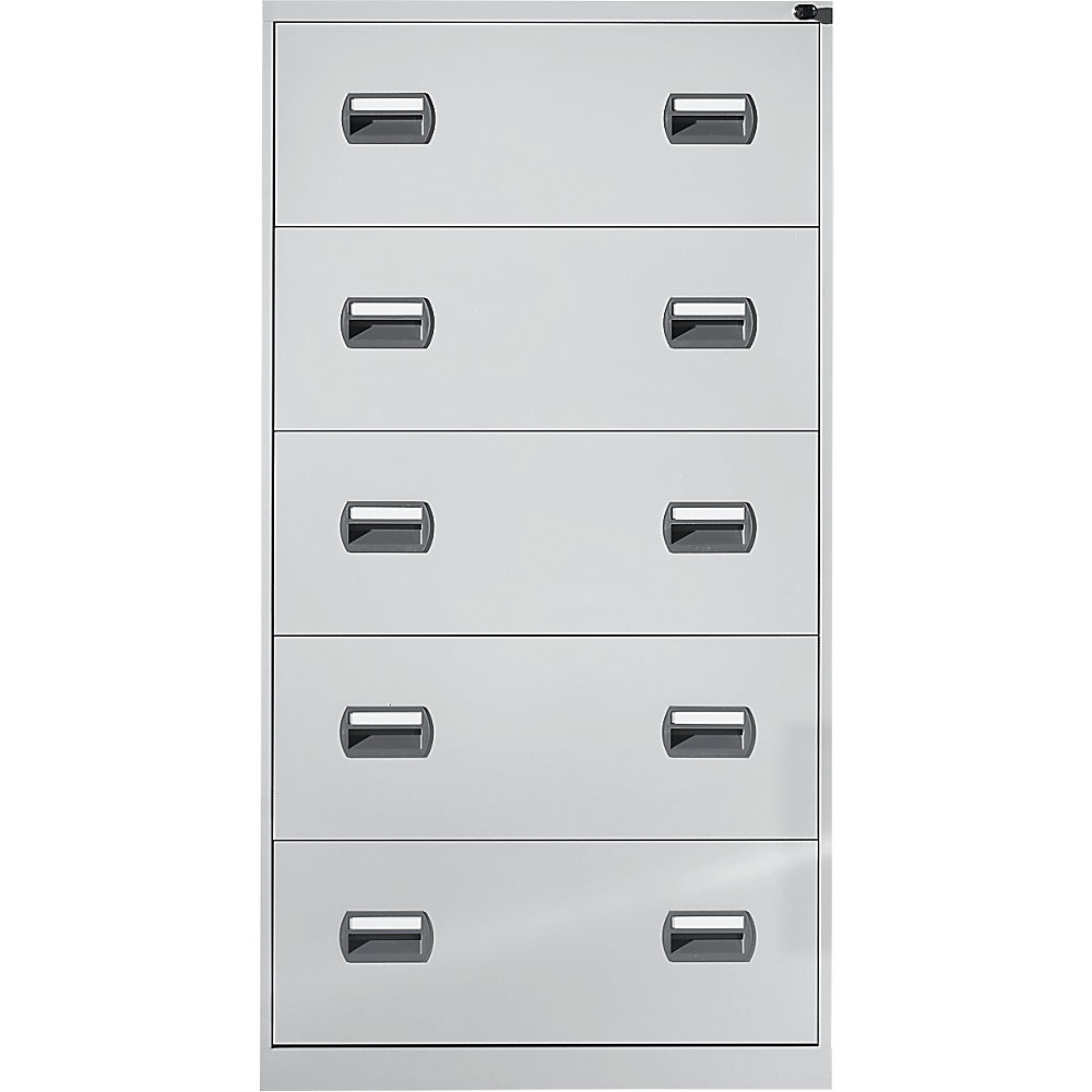 Eurokraft basic Hangmappenkast, 2 rijen, 5 laden, lichtgrijs