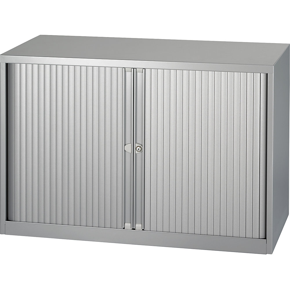 Bisley Euro-roldeurkast, breedte 1000 mm, 1 legbord, zilverkleurig