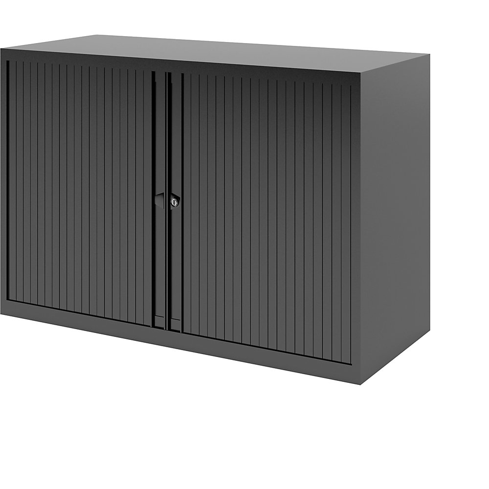 Bisley Euro-roldeurkast, breedte 1000 mm, 1 legbord, zwart