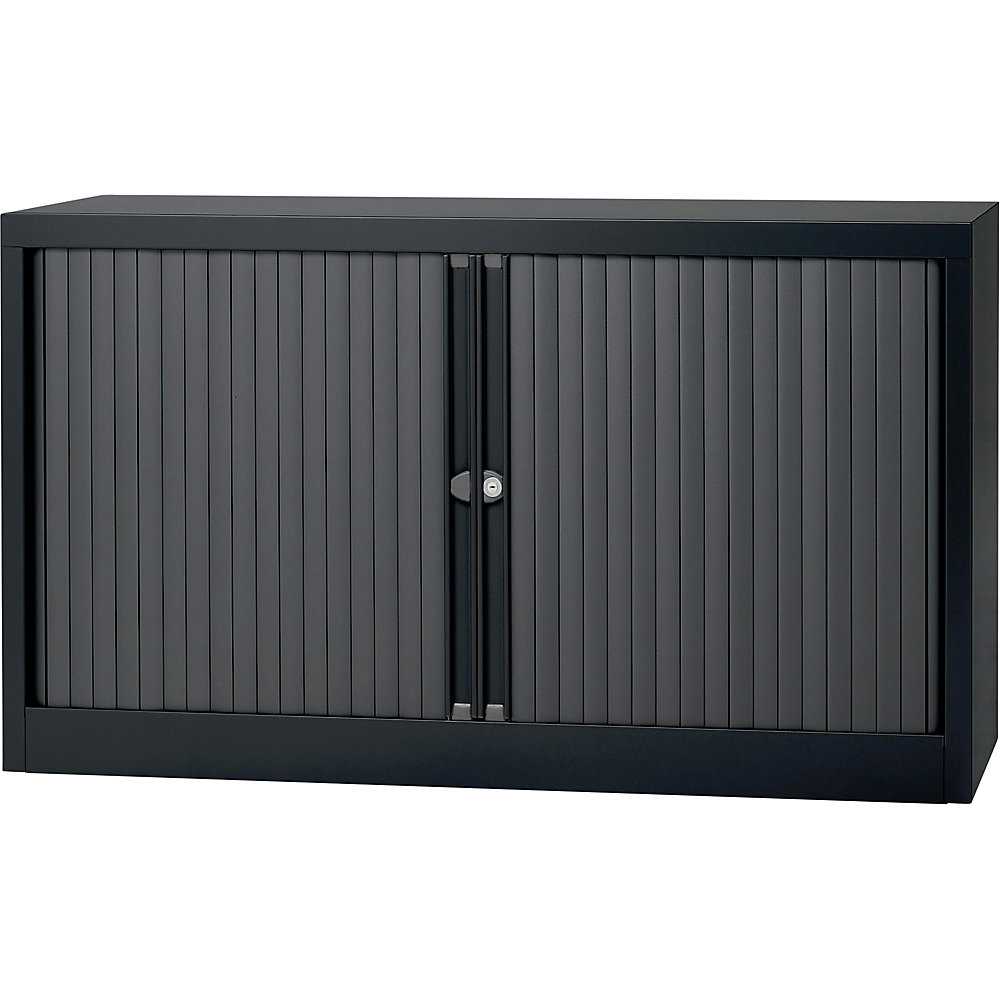 Bisley Euro-roldeurkast, breedte 1200 mm, 1 legbord, zwart