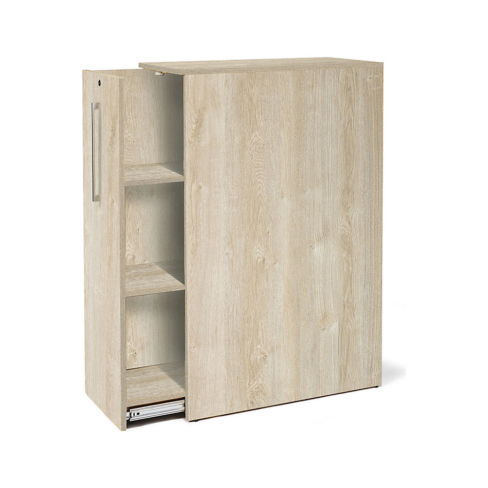 Hoge uittrekkast Seattle, h x b x d = 1250 x 400 x 800 mm, links, eikenhout