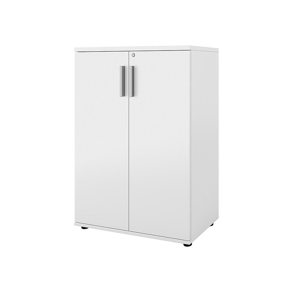 Kast Portland, b x d = 800 x 420 mm, h 1138 mm, deurhoogte 1060 mm, wit geborsteld