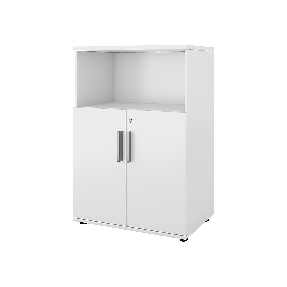 Kast Portland, b x d = 800 x 420 mm, h 1138 mm, deurhoogte 700 mm, wit geborsteld