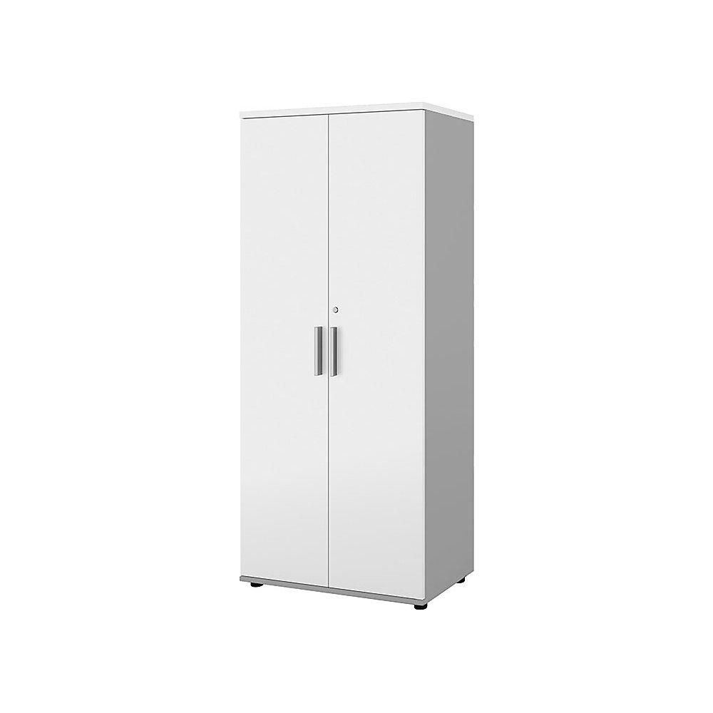Kast Portland, b x d = 800 x 420 mm, h 1845 mm, deurhoogte 1770 mm, lichtgrijs / wit