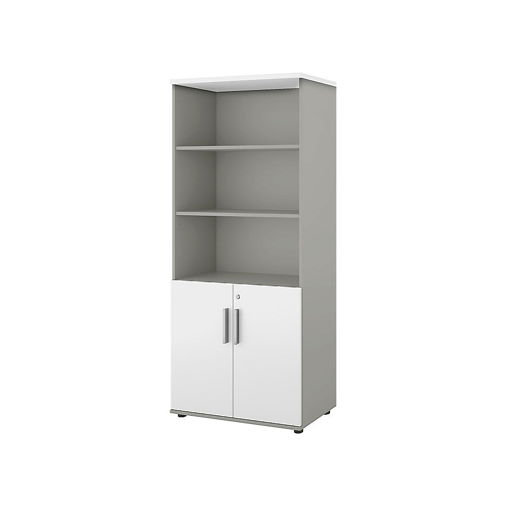 Kast Portland, b x d = 800 x 420 mm, h 1845 mm, deurhoogte 700 mm, lichtgrijs / wit