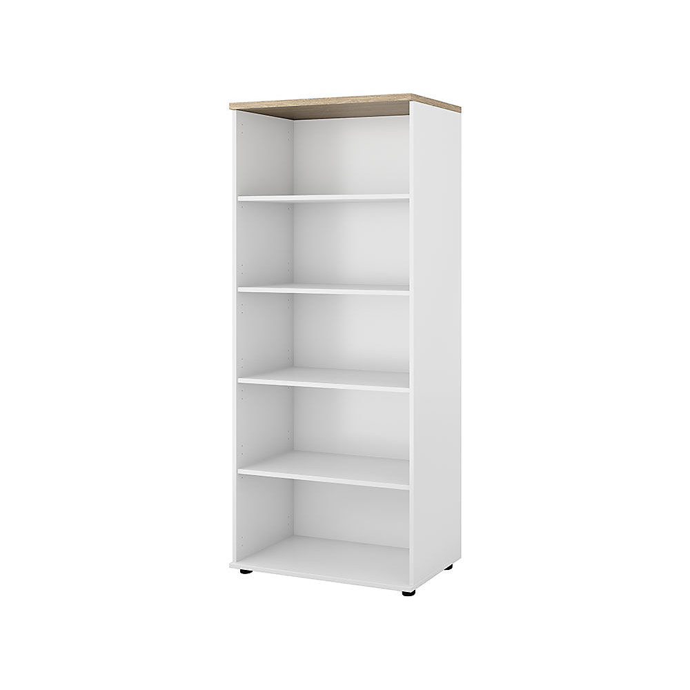 Kantoorstelling Portland, h x b x d = 1845 x 800 x 420 mm, wit geborsteld / eikenhout