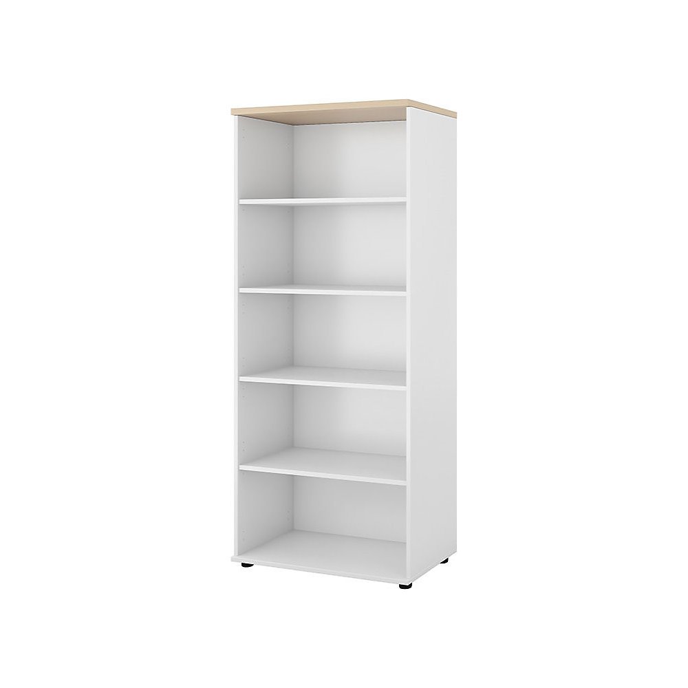 Kantoorstelling Portland, h x b x d = 1845 x 800 x 420 mm, wit geborsteld / berkenhout