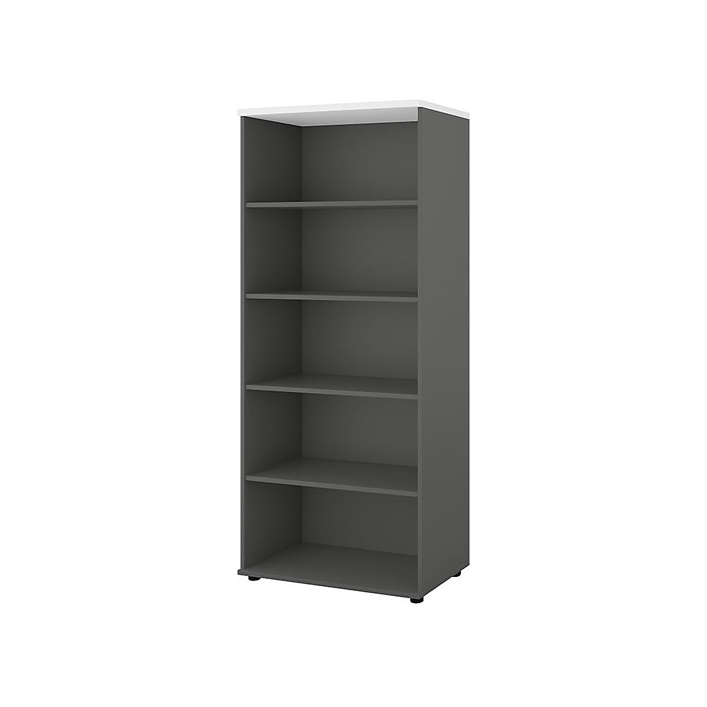 Kantoorstelling Portland, h x b x d = 1845 x 800 x 420 mm, donkergrijs / wit geborsteld