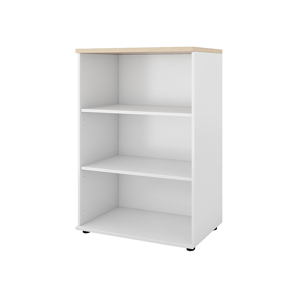 Kantoorstelling Portland, h x b x d = 1138 x 800 x 420 mm, wit geborsteld / berkenhout