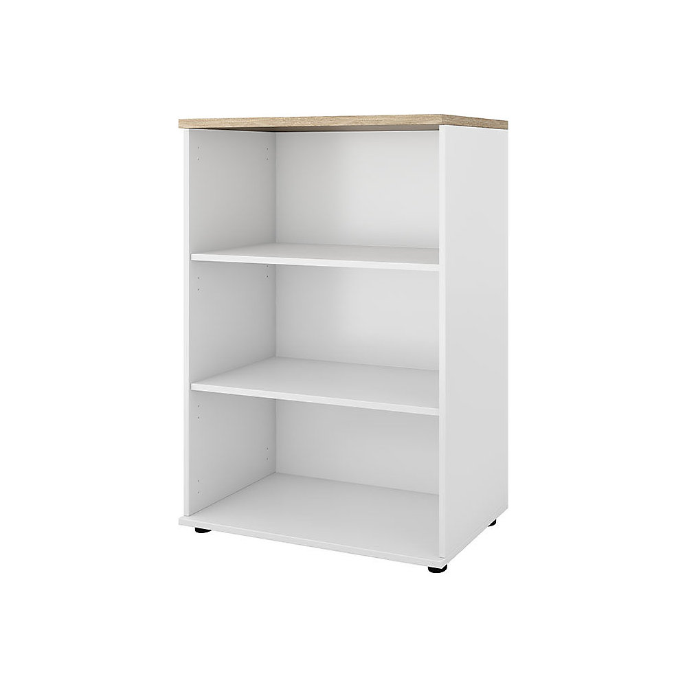 Kantoorstelling Portland, h x b x d = 1138 x 800 x 420 mm, wit geborsteld / eikenhout