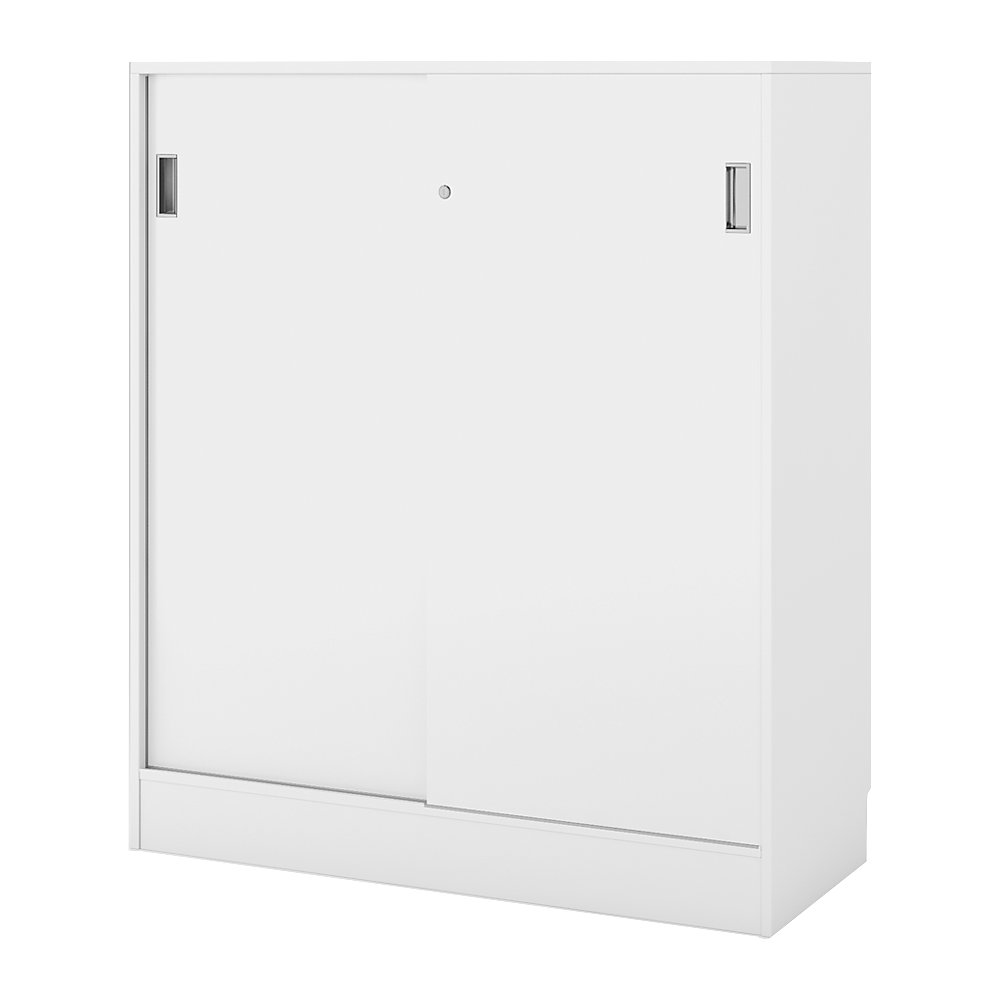 Kast Chicago met schuifdeuren, h x b x d = 1353 x 1215 x 400 mm, wit geborsteld