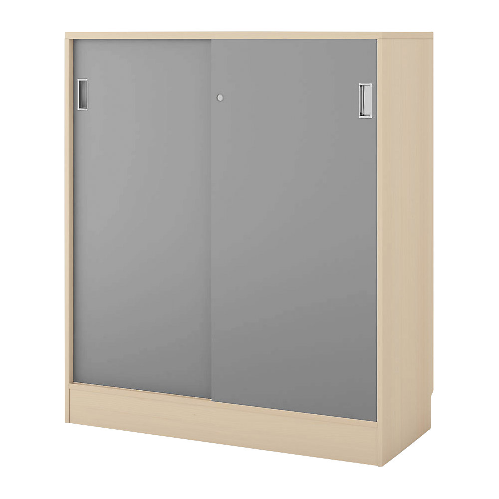 Kast Chicago met schuifdeuren, h x b x d = 1353 x 1215 x 400 mm, berkenhout / lichtgrijs