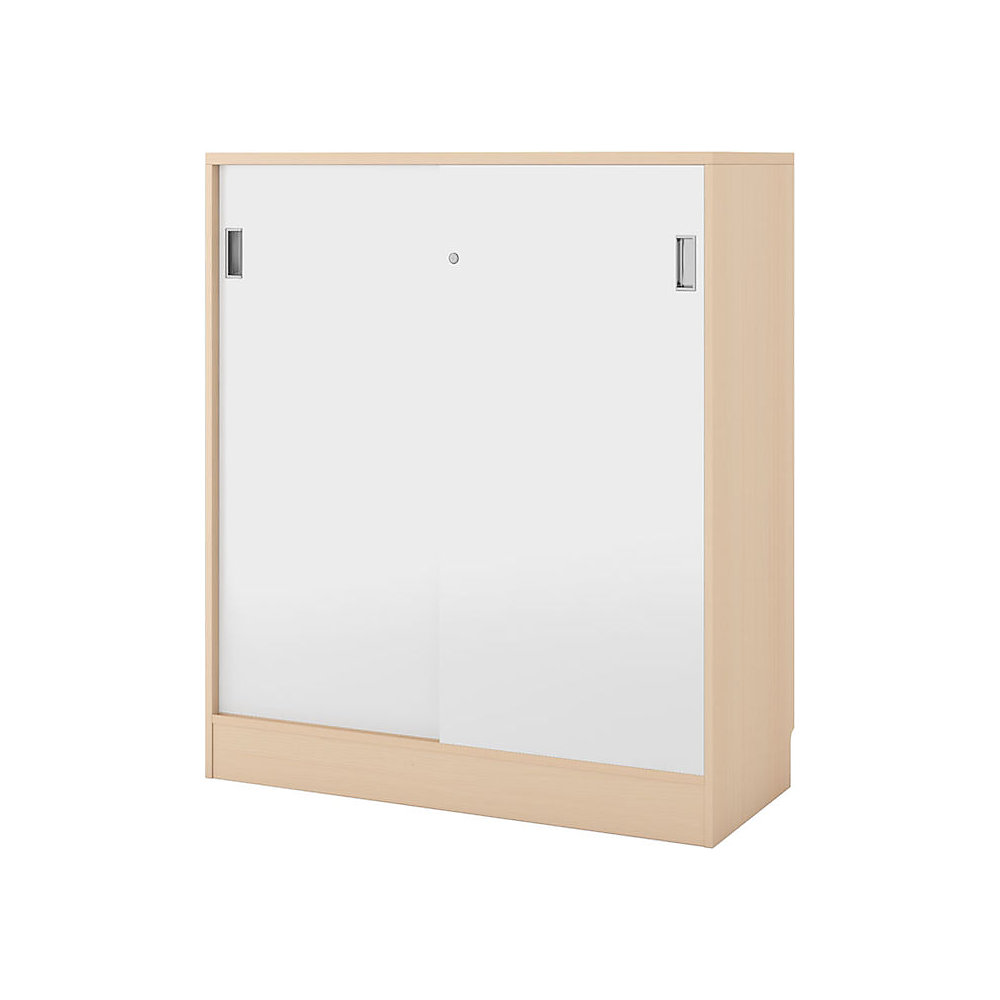 Kast Chicago met schuifdeuren, h x b x d = 1353 x 1215 x 400 mm, berkenhout / wit geborsteld