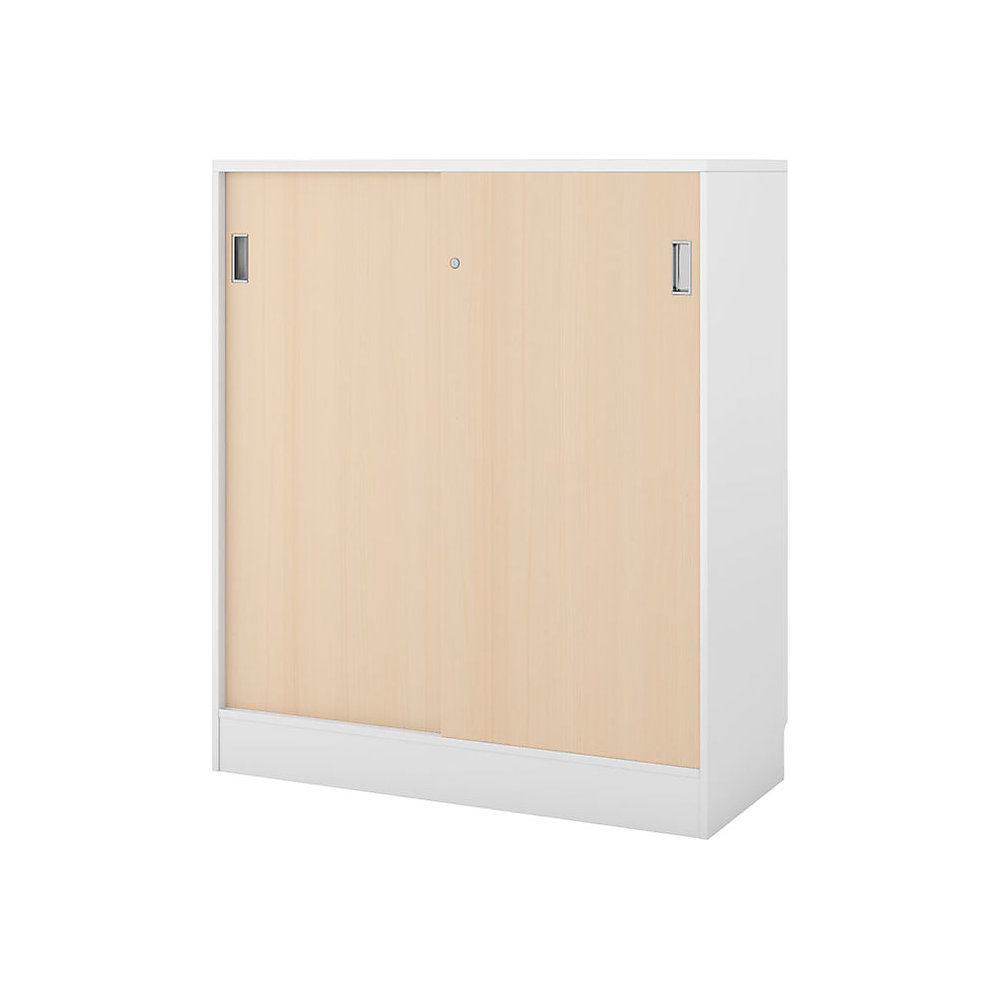Kast Chicago met schuifdeuren, h x b x d = 1353 x 1215 x 400 mm, wit geborsteld / berkenhout