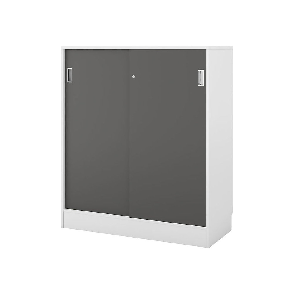 Kast Chicago met schuifdeuren, h x b x d = 1353 x 1215 x 400 mm, wit geborsteld / donkergrijs
