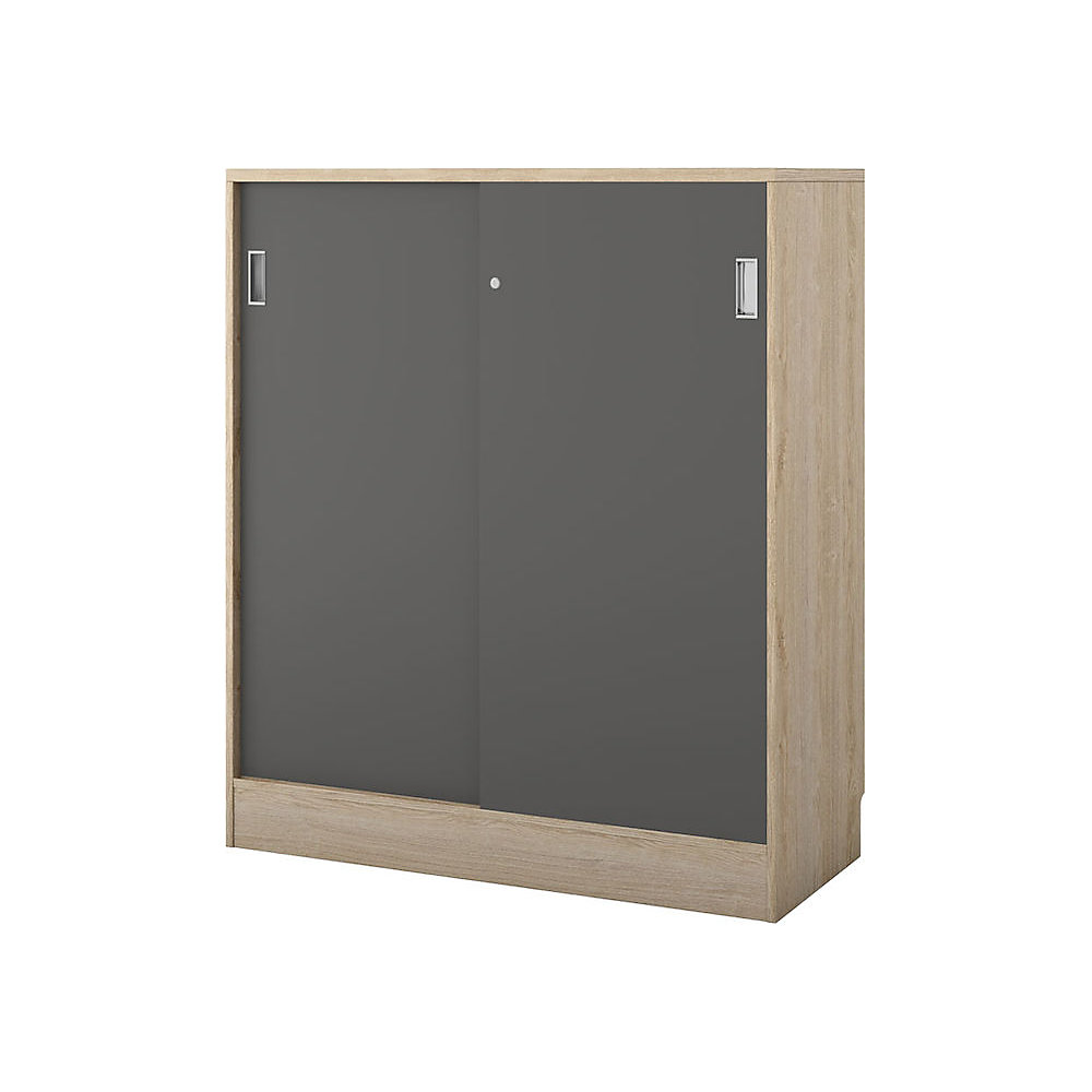 Kast Chicago met schuifdeuren, h x b x d = 1353 x 1215 x 400 mm, eikenhout / donkergrijs