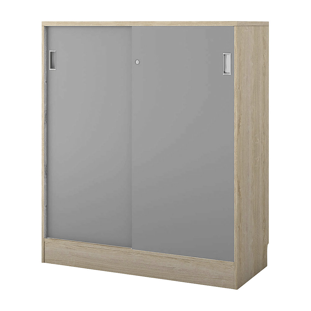 Kast Chicago met schuifdeuren, h x b x d = 1353 x 1215 x 400 mm, eikenhout / lichtgrijs