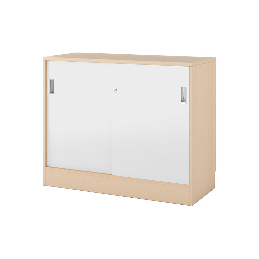 Kast Chicago met schuifdeuren, h x b x d = 948 x 1215 x 400 mm, berkenhout / wit geborsteld