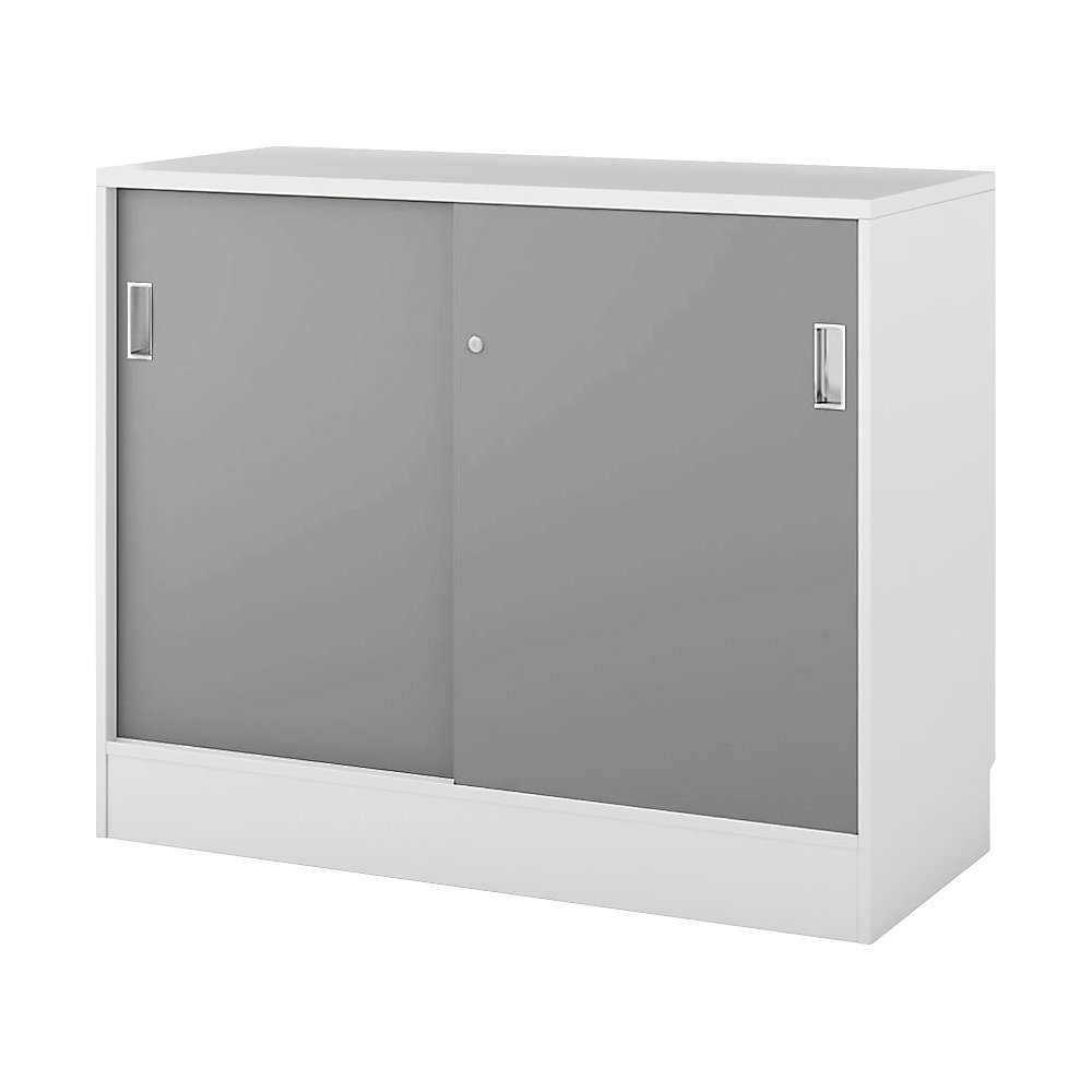 Kast Chicago met schuifdeuren, h x b x d = 948 x 1215 x 400 mm, wit / lichtgrijs