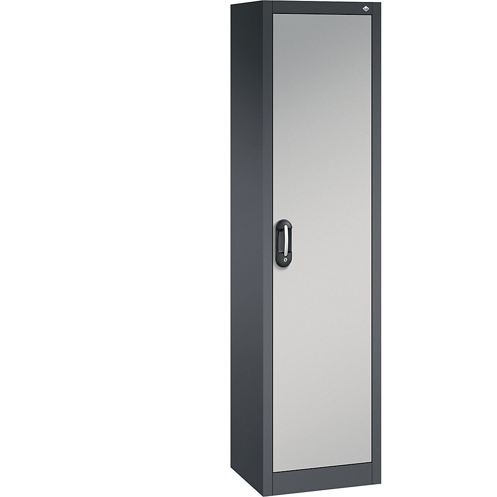 C+P ACURADO universele kast, b x d = 500 x 400 mm, zwartgrijs/blank aluminiumkleurig