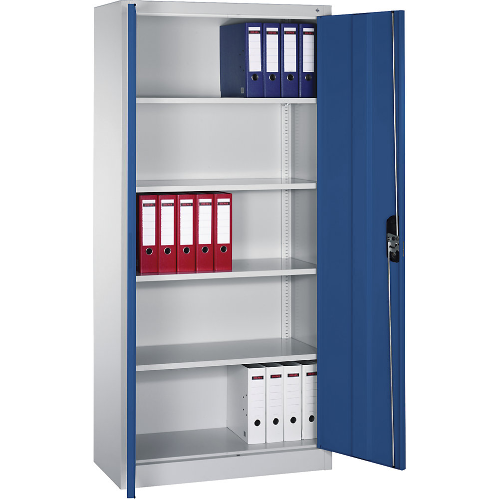 C+P ACURADO universele kast, b x d = 930 x 400 mm, lichtgrijs / gentiaanblauw, vanaf 2 stuks