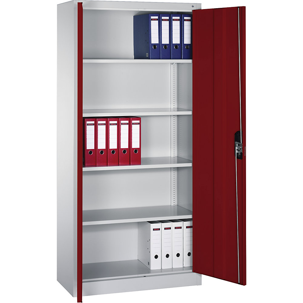 C+P ACURADO universele kast, b x d = 930 x 400 mm, lichtgrijs / robijnrood, vanaf 2 stuks
