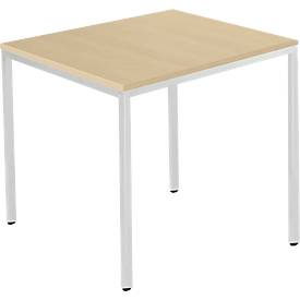 Schäfer Shop Pure Conferentietafel, rechthoekig, frame van vierkante buizen, B 800 x D 700 x H 720 mm, ahorn/wit aluminium